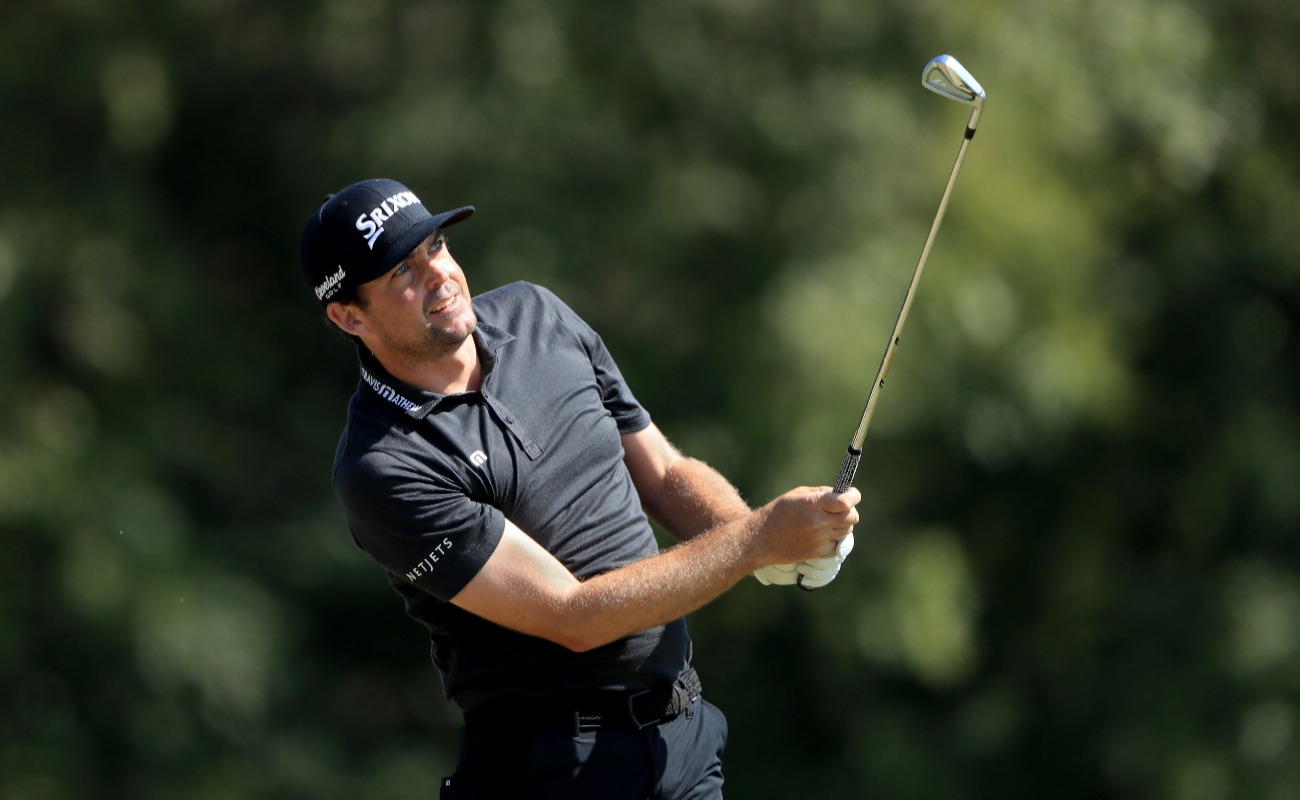 Keegan Bradley plays his shot from the fourth tee during the final round of the Sanderson Farms Championship at The Country Club of Jackson on October 04, 2020 in Jackson, Mississippi.