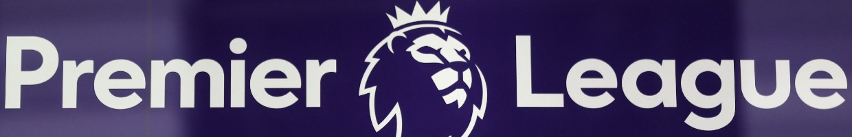 The Premier League Sign and Logo on a Blue Background - Photo By ISABEL INFANTES