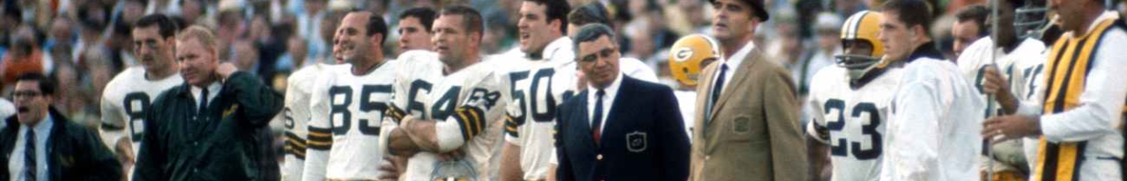MIA MI, FL - January 14: Head Coach Vince Lombardi (dark Jacket) of the Green Bay Packers looks on from the sidelines against the Oakland Raiders during Super Bowl II January 14, 1968 at the Orange Bowl in Miami, Florida. The Packers won the game 33-14. (Photo by Focus on Sport/Getty Images)