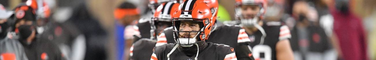 Quarterback Case Keenum #5 of the Cleveland Browns waits for player introductions prior to the game against the Baltimore Ravens at FirstEnergy Stadium on December 14, 2020 in Cleveland, Ohio. (Photo by Jason Miller/Getty Images)