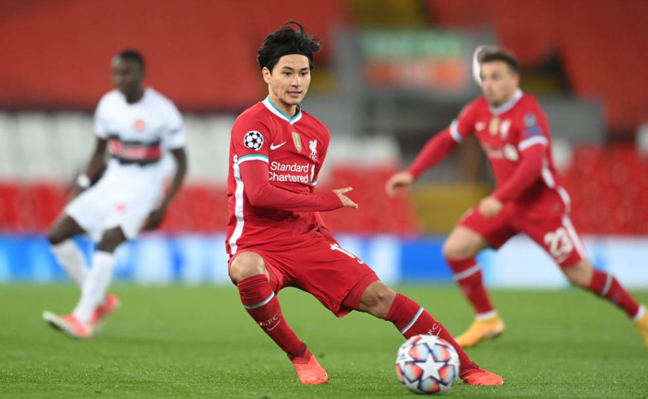 Takumi Minamino of Liverpool In Action with the Ball- Photo By Michael Regan