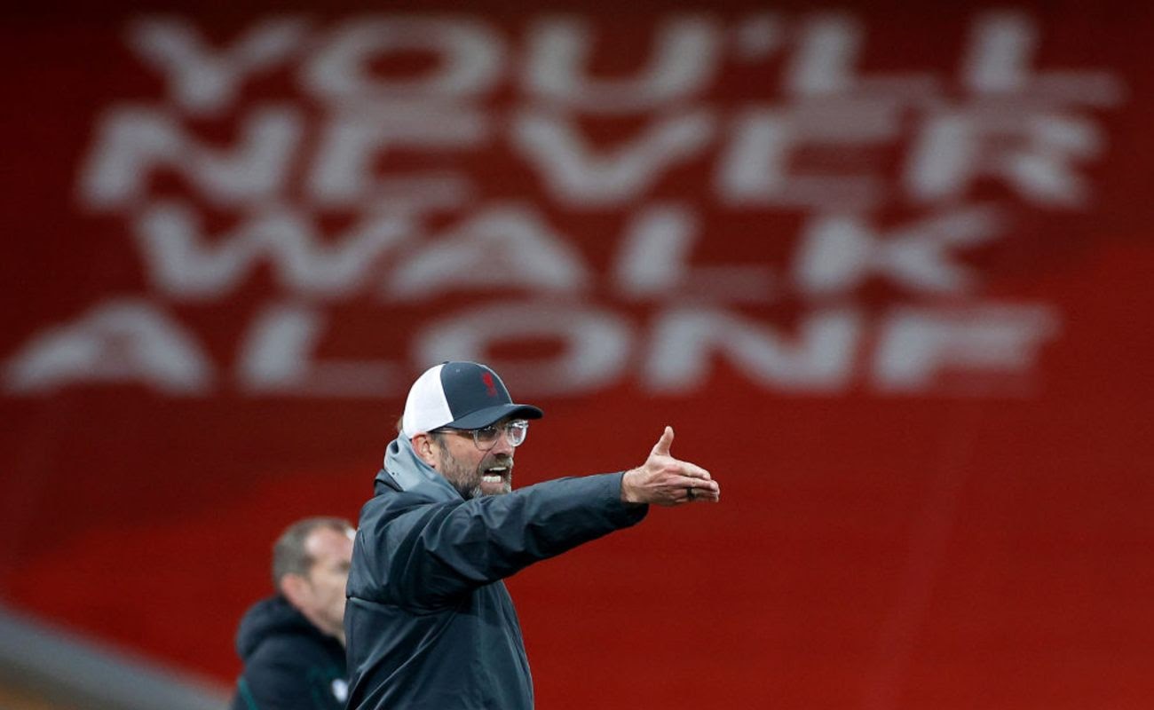 Liverpool Manager Jürgen Klopp Gestures at His Players During a Match - Photo By Phil Noble