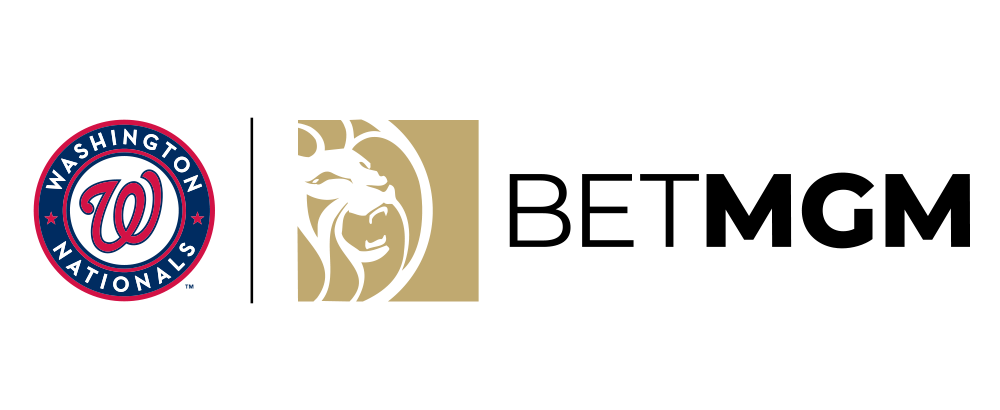 Washington Nationals logo next to the BetMGM logo on a white background
