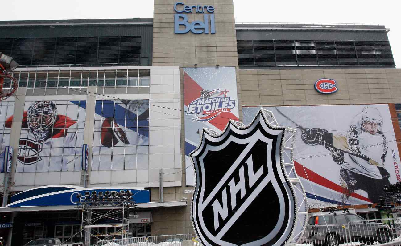 The outside of the Bell Centre, Montreal, Quebec, while preparations are being made for the 2009 NHL All-Star Game. Photo by Richard Wolowicz/Getty Images.