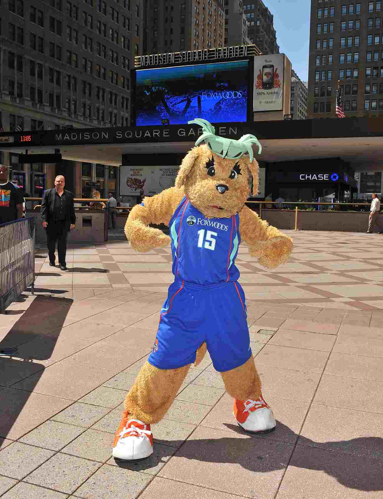 NEW YORK - JUNE 02: New York Liberty mascot Maddie poses for photos to promote the new partnership between NY Liberty and Foxwoods at Madison Square Garden on June 2, 2010 in New York City. (Photo by James Devaney/Getty Images)