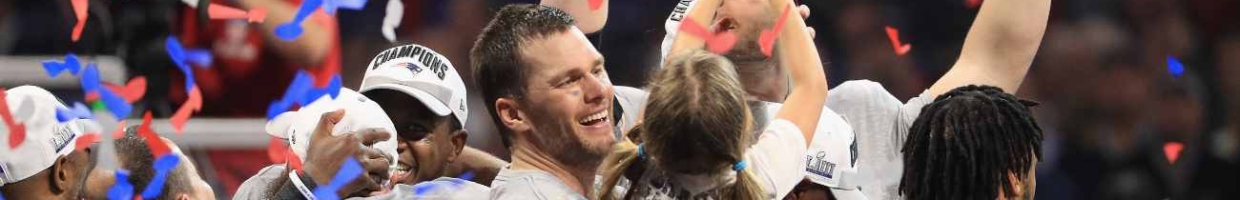 Tom Brady #12 of the New England Patriots celebrates with daughter “Vivian,” who raises the Vince Lombardi Trophy after Super Bowl LIII at Mercedes-Benz Stadium on February 3, 2019, in Atlanta, Georgia. The New England Patriots defeat the Los Angeles Rams 13-3. (Photo by Mike Ehrmann/Getty Images)