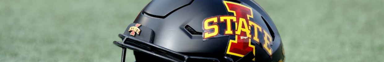 Detailed view of Iowa State Cyclones helmet on the field during the Camping World Bowl against the Notre Dame Fighting Irish at Camping World Stadium on Dec. 28, 2019, in Orlando, Florida. Notre Dame defeated Iowa State 33-9. (Photo by Joe Robbins/Getty Images)
