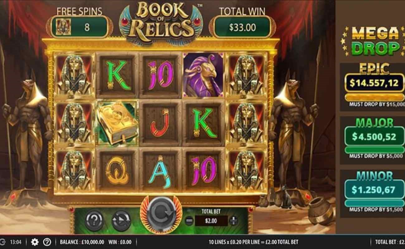  Book of Relics Mega Drop online slot by SG Digital.